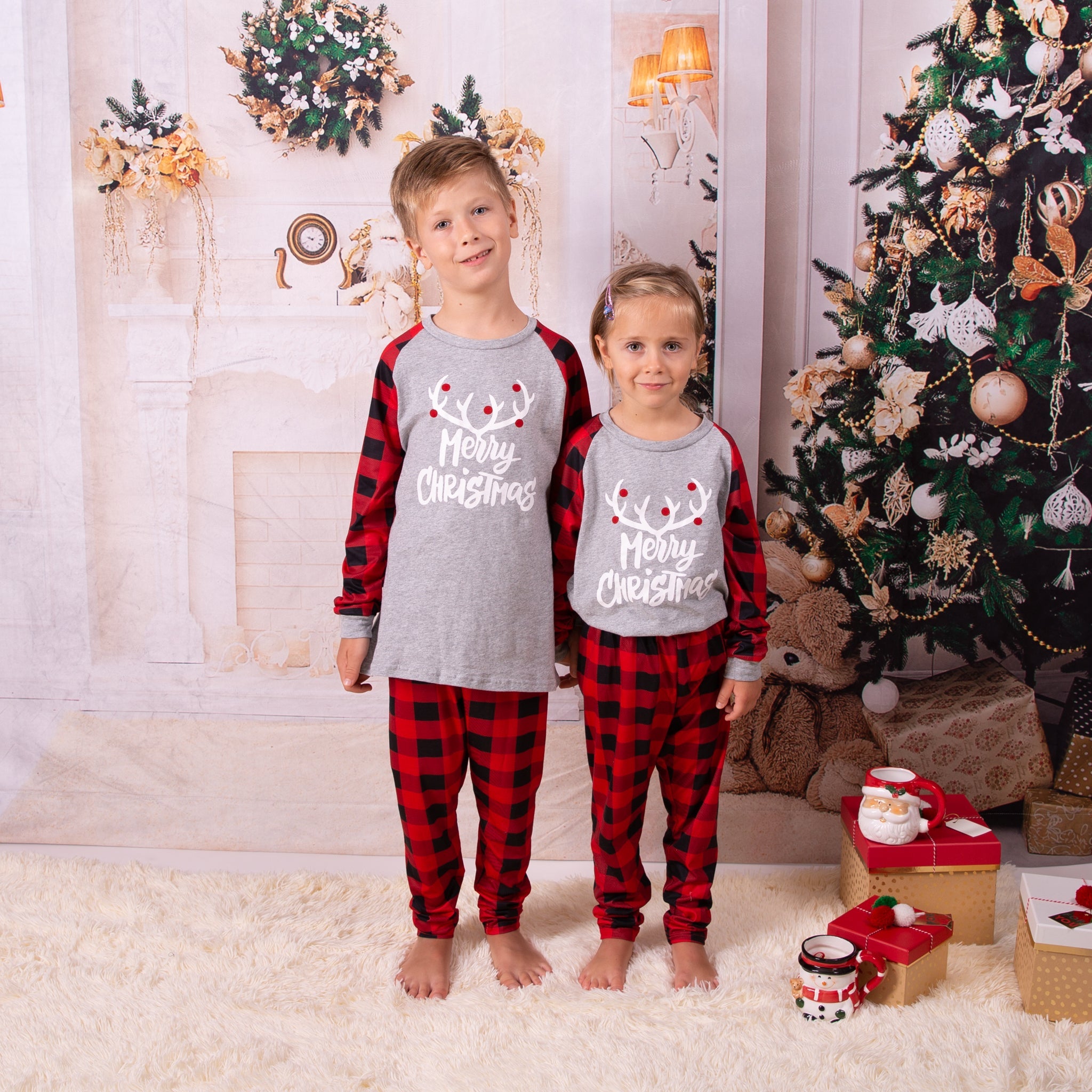 Snowman Matching Family Pajamas - Black/Charcoal Buffalo Plaid – Cotton  Sisters