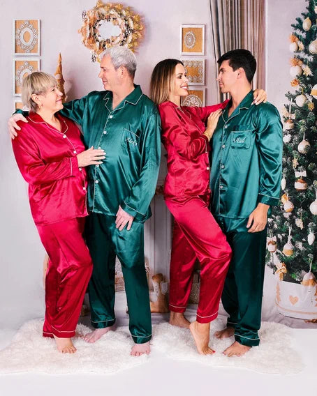 Satin Xmas Family Matching Pajamas L+L- vinyl monotype – Sisters G Shop