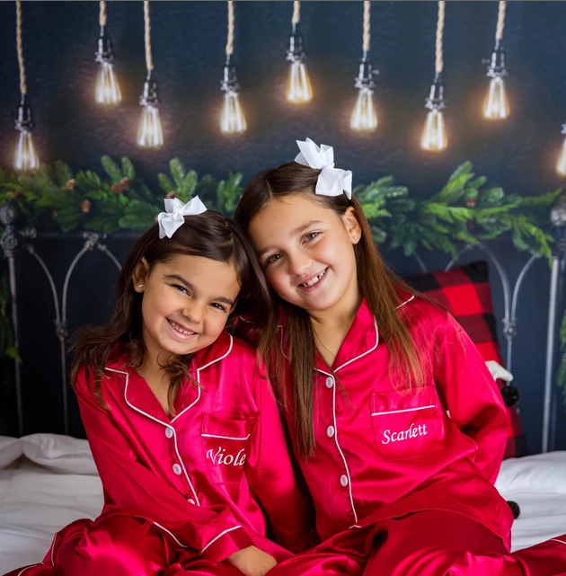 Personalized Kids Pajamas Customized Satin Pajamas for Kids Party Christmas  Matching Family Pajamas Flower Girl Pajamas Kids Pjs - AliExpress