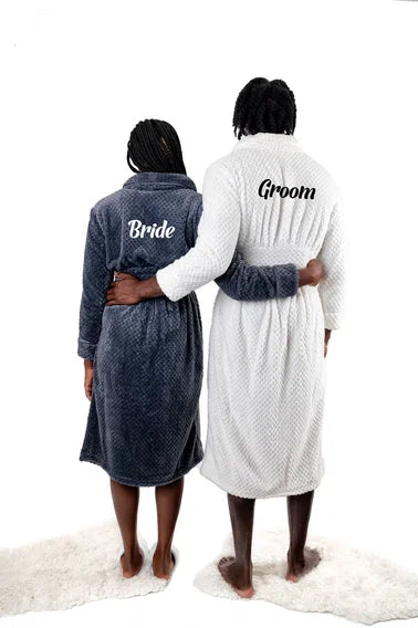 Amazon.com: Mr and Mrs Robes and Slippers Set | Set of 4 Items | Includes 2  Unisex Couple Robes and Matching Mr & Mrs Slippers : Clothing, Shoes &  Jewelry