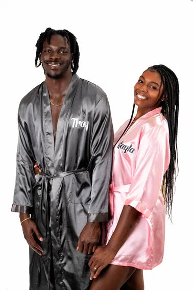 Customized Satin Robes for Couples Bride and Groom matching satin