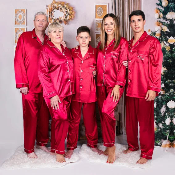 Matching satin discount christmas pajamas