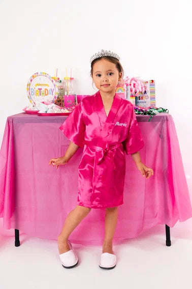 Kids Satin Robes for Junior Bridesmaids and Flower Girls Script Glit Sisters G Shop