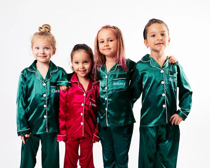 Kids silky pajamas hot sale