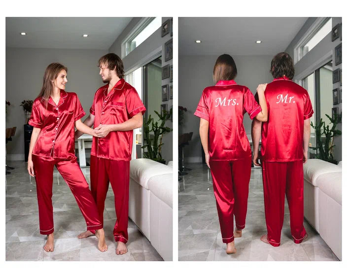 Matching satin pajamas sale