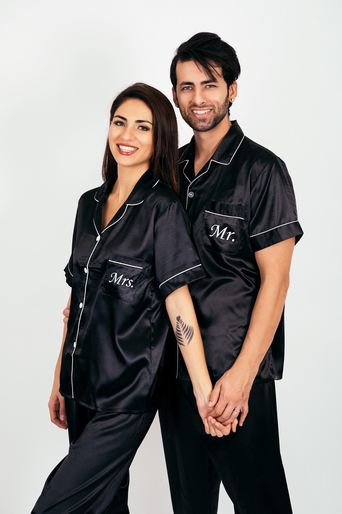 Couple matching Personalized Mr & Mrs Satin Honeymoon Pajamas - Short –  Sisters G Shop