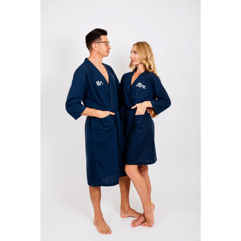 Customized Waffled Knit Robes for Bride and Groom -